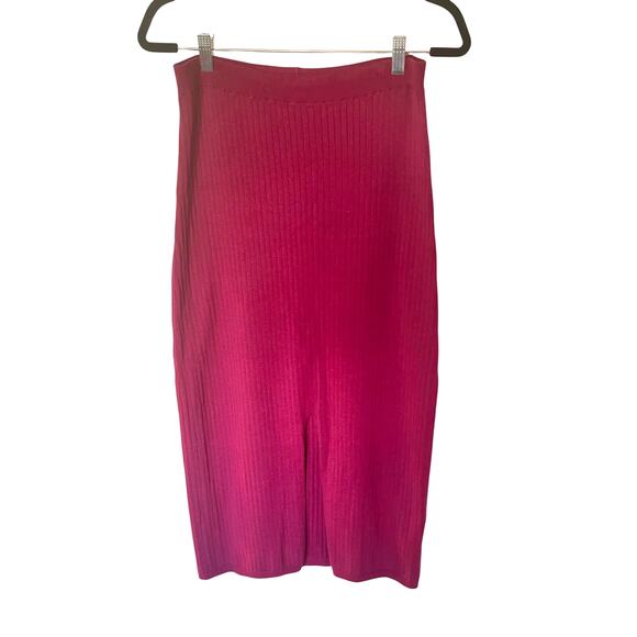 Free People Skyline Ribbed Raspberry MIDI Skirt SZ L - Picture 2 of 7